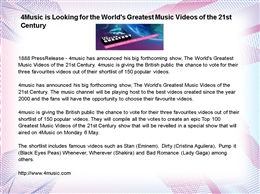 4Music is Looking for the World's Greatest Music Videos of the 21st Century