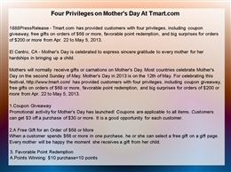 Four Privileges on Mother's Day At Tmart.com.ppt